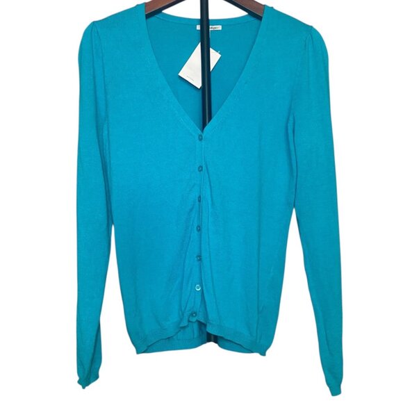 Halogen Sweaters - Halogen Womens Turquoise Button-Down Cardigan Sweater Size S Preppy Fairy